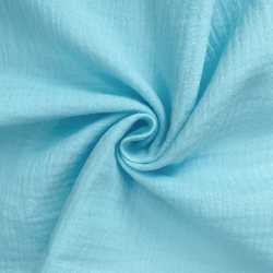 Ткань Муслин Жатый, цвет Небесно-голубой (на отрез)  в Апрелевке